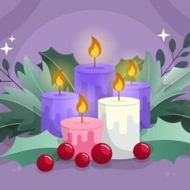 purple and pink candles on advent day christmas