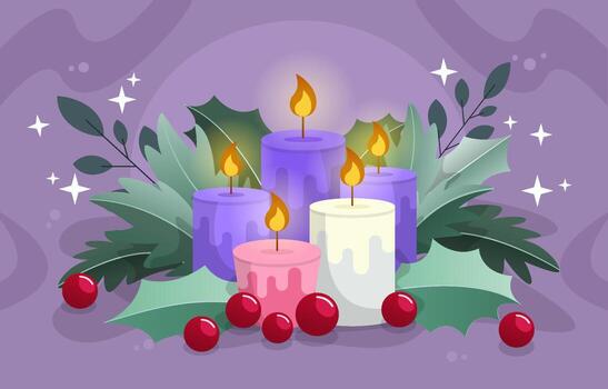purple and pink candles on advent day christmas