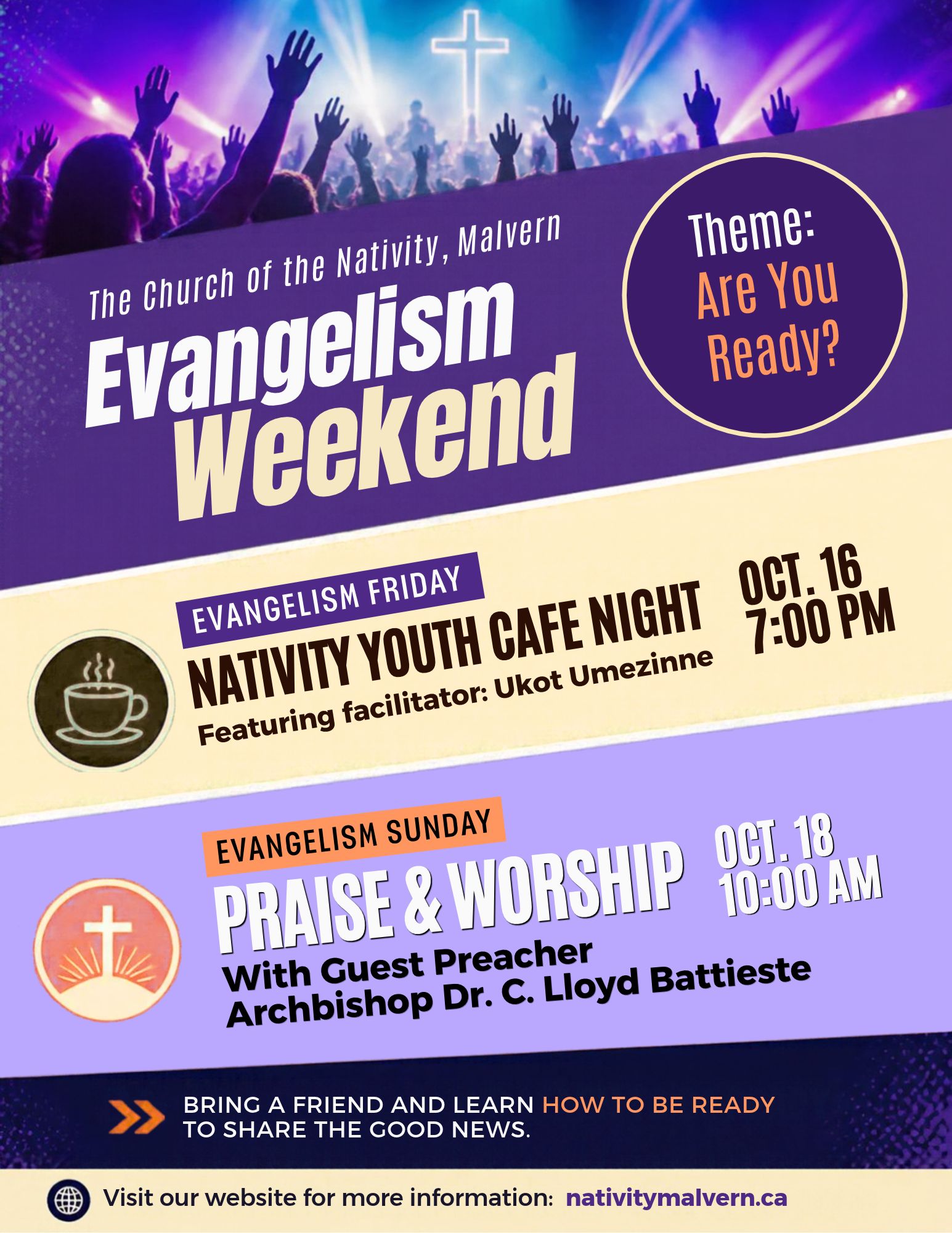Nativity Malvern Evangelism Weekend flyer 2026